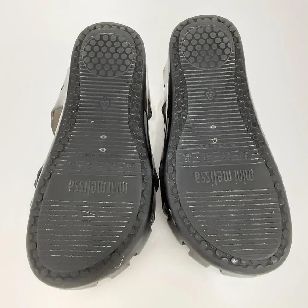 Mini Melissa Mickey Mouse Jelly Sandals Black Fisherman Hook & Loop Girls 12
